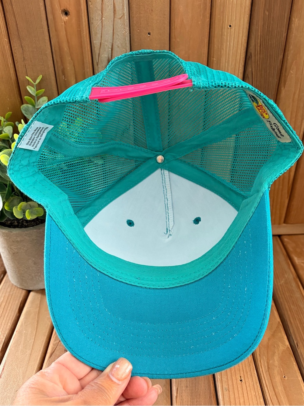 Bass Pro Shops Teal Trucker Hat Snapback Mesh Cap with Retro Pink Logo NWT - Picture 6 of 6